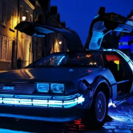 dolorean, voiture décors soirée dolorean, voiture décors soirée